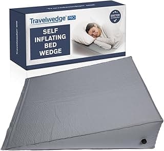 Self-Inflating Bed Wedge Pillow | Lightweight for Travel | Wedge Pillow for Sleeping and Acid Reflux, Heartburn, and GERD Pillow (TWDPRO2, 22 Inch)