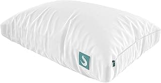 Sleepgram Cooling Bed Pillow, Bed Support Adjustable Hypoallergenic Soft Sleeping Head Rest with Removable Cover, Queen Size, White