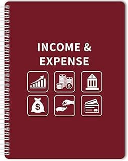 Income and Expense Log Book - Bookkeeping Record Book/Tracker/Small Business Ledger Book & Accounting, 8.5" x 10.5", Undated Record Book＆ Business Ledger, Durable Polypropylene Cover（Red)