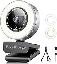 2K Webcam for PC with Microphone & Light & Privacy Cover, Web Camera for Desktop Computer/Laptop/Monitor/Mac, USB Streaming Camera for Zoom/Skype/Teams/Video Calling/Studying and Conference
