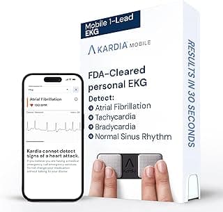 KardiaMobile 1-Lead EKG Monitor, Medical-Grade FDA-Cleared Personal Heart Monitor, Detects Normal, AFib & Arrhythmias, Unlimited Recordings, 30 Second Results, Works with most Smartphones, Pocket-size