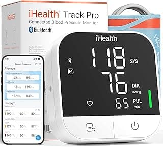 iHealth Track Pro Upper Arm Blood Pressure Monitor, Full-View LED Screen, Body & Cuff Detection, App-Enabled for iOS & Android, Adjustable Cuff Large Adults Arm Friendly