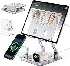 65W 5 in 1 Charging Station for Apple Multiple Devices, with 30W Fast Wired Charging Stand for iPad/Tab, Foldable Wireless Charger Design for Magsafe Charger for iPhone 17 16/Apple Watch/AirPods4