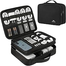 MATEIN Electronics Organizer Travel Case, Water Resistant Cable Organizer Bag for Travel Essentials, Gifts for Men, Storage Bag for Camera Accessories, Phone, Cord & Tablet, Black