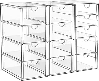Acrylic Makeup Organizer with 13 Drawers, Bathroom Counter Organizer, Acrylic Organizers, Desk Organizer, Office Supplies, Storage Drawers for Cosmetic, Pencil, Coffee, etc 3 Pack