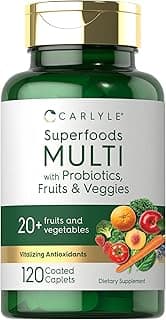 Carlyle Fruits and Veggies Supplement | 120 Count | Superfood Multivitamin with Probiotics | Made with 20 Fruits and Vegetables | Non-GMO & Gluten Free