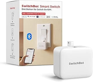 Switchbot Smart Switch Button Pusher (Bluetooth) – Fingerbot for Rocker Switch/One-Way Buttons, App Timer Control, No Wiring, Optional Hub Required for Voice/Remote, White