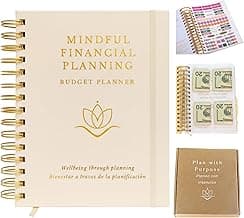 Budget Planner and Monthly Bill Organizer, Undated Financial Planner with Transparent Pockets and Monthly Bill Tracker. Bilingual Budget Book (ES/EN) with Stickers.