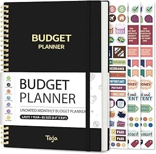 Budget Planner - Monthly Budget Book with Expense Tracker Notebook, Undated Bill Organizer & Finance Planner to Take Control of Your Money, Account Book to Manage Your Finances-Black