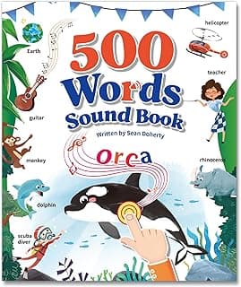 Interactive Learning Sound Book for Kids Ages 3-8 - 500 Core English Vocabulary Words, Early Educational Talking Book with Touch & Sound for Preschool, Kindergarten & Homeschooling