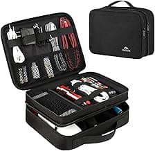 MATEIN Electronics Organizer Travel Case, Water Resistant Cable Organizer Bag for Travel Essentials, Gifts for Men, Storage Bag for Camera Accessories, Phone, Cord & Tablet, Black