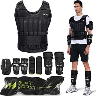 Weighted Vest Men 20lb/30lb/40lb/50lb/60lb Adjustable Weight Vest with Steel Plates Weights for Walking Strength Training Running Workout