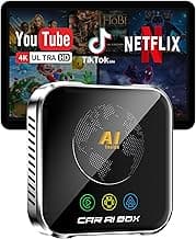 Magic AI Box Wireless CarPlay Adapter, Fast Car Video Box Plug & Play, Easy Setup, Supports Netflix/YouTube/TF Card Streaming Equalizers and More for OEM Wired CarPlay/Android Auto Cars (Silver)