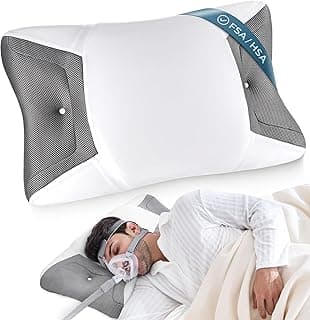 CPAP Pillow for Side Sleeping, Sleep Apnea Pillow for All CPAP Masks Users to Reduce Air Leaks & Masks Pressure, Memory Foam Pillow with Cooling & Breathable Pillowcase for Side Back Sleeper