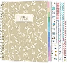 SUNEE Budget Planner - Deluxe Monthly Budget Book with 12-Pockets for Bill Organizer, Undated 12 Month Expense Tracker Notebook & Account Book B5 Size (8" x 10") to Manage Your Finance Planner, Vine