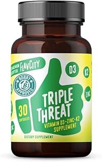 FlavCity Vitamin D3, K2 & Zinc - Triple Threat Supplement - Daily or Seasonal Immune Support - Vitamin D with K2 for Enhanced Absorption - Promote Healthy Bones & Skin (30 Capsules)