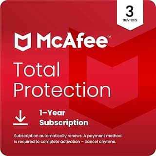 McAfee Total Protection 3-Device | AntiVirus Software 2026 for Windows PC & Mac, AI Scam Detection, VPN, Password Manager, Identity Monitoring | 1-Year Subscription with Auto-Renewal | Download
