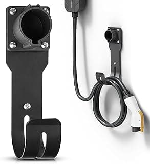 MECMO EV Charger Holder SAE J1772 Nozzle Holster Dock and J-Hook Combination Wall Mount, EVSE Electric Vehicle Car Charger Cable Organizer EV Charger Cord Wall Hook Cable Holder J1772 Connector