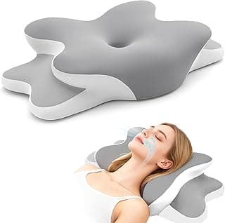 Sleep Apnea Pillow with Neck Pain & Snoring Relief -Orthopedic Cervical Pillow,Ergonomic Contour Memory Foam Pillow for Side, Back,Stomach,Dreamers,Medium Firm (Grey, Queen Size 25" lx15 wx5.8 h)