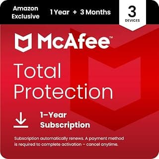 McAfee Total Protection 3-Device | 15 Month Subscription with Auto-Renewal | AI Scam Detection, AntiVirus Software 2026 for Windows PC & Mac, VPN, Password Manager, Identity Monitoring | Download