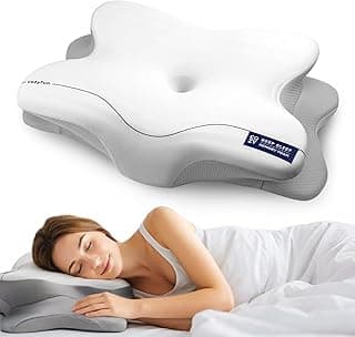 Cervical Neck Pillow for Side & Back Sleepers, Ergonomic Memory Foam Pillow for Sleep Apnea, Neck Pain Relief, Neck Support Pillow with Washable Pillowcase, Supportive Bed Pillow for Neck