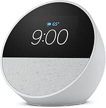Amazon Echo Spot (newest model), Great for nightstands, offices and kitchens, Smart alarm clock, Designed for Alexa+, Glacier White