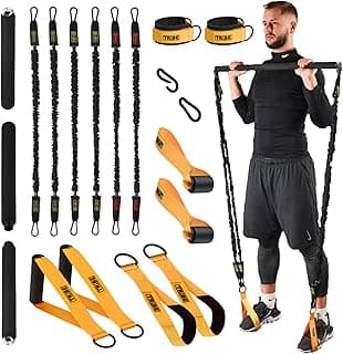 Tube Resistance Bands for Working Out Men and Women - Exercise Bands Resistance Bands Set, Resistance Band Bar, Handles, Ankle Straps, Foot Straps and Door Anchor