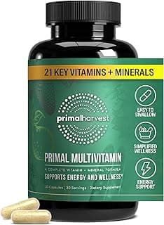 Primal Harvest Primal Multivitamin - Daily Multi-Vitamin Supplement with 21 Essential Vitamins & Minerals for Women & Men - Vitamin A, C, D, E, B12, B6, Biotin, Folic Acid, Zinc, Copper & Selenium