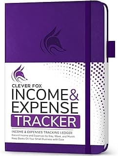 Clever Fox Income & Expense Tracker – Accounting & Bookkeeping Ledger Book for Small Business – 1-Year Record Notebook, A5 (Purple)