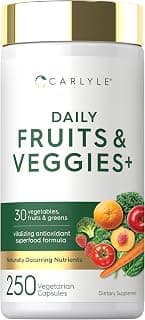 Carlyle Fruits and Veggies Supplement | 250 Capsules | Made With 30 Fruits and Vegetables | Vegetarian, Non-GMO, Gluten Free Superfood Formula