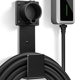 EV Charger Holder-J1772 Connector, Nozzle Holster Dock and J-Hook Combination, EV Cable Holder Wall-Mount Electric Vehicle Charger.