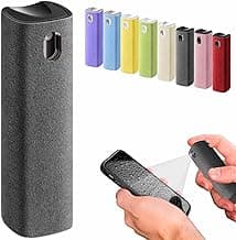 IO CLEAN Mini Screen Cleaner Spray – Finger Proof Screen Cleaner | for Smartphones, iPads, MacBooks, Laptops, Car Screens, Touchscreens – 3 in1 Mist Cleaner, Microfiber Cloth and Cover (Grey)