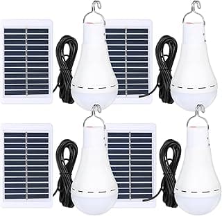 Solar Powered Lamp Portable Led Bulb 9walt Lights Solar Energy Panel Led Lighting for Camp Tent Night Fishing Emergency Lights Flash 350LM (Black 4)