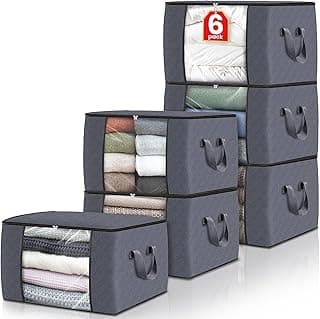 Fab totes Storage Bags,Clothes Blanket Storage Bins Foldable Closet Organizers with Reinforced Handle for Home Dorm Storage and Organization,Fabric Bags for Organizing Bed Sheets,Clothing,Comforters