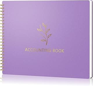AKONEGE Accounting Ledger Book for Small Business Bookkeeping & Personal Use, Horizontal Expense Tracker Notebook for Family Budget, Bookkeeping Record Book Money Expense & Income Log Journal, Purple