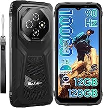 Blackview Fort 1 Rugged Phone Android 15,10000mAh Battery 12GB+128GB 2TB Expand Rugged Smartphone Unlocked, Gemini AI 6.56 Inch 90Hz, 4G T-Mobile Dual SIM IP69K Waterproof, Fingerprint/NFC/OTG/GPS